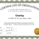 Certificate of ordination.